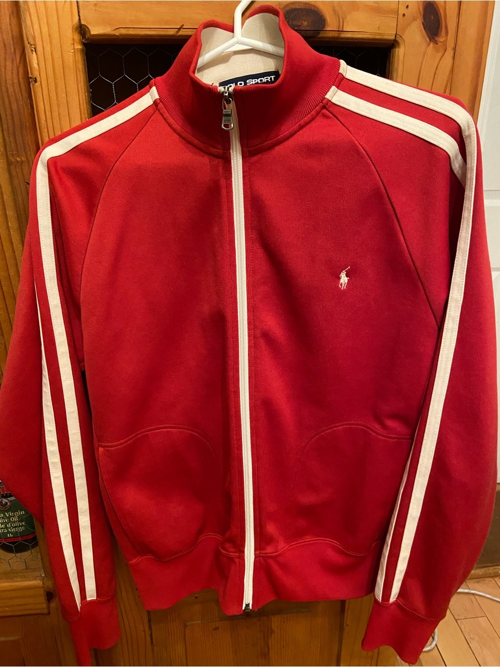 Polo by Ralph Lauren Red Track Jacket with White Stripes